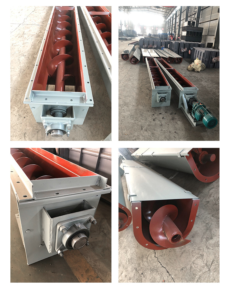 U型螺旋輸送機(jī)細(xì)節(jié)展示，采用不銹鋼材質(zhì)，輸送穩(wěn)定